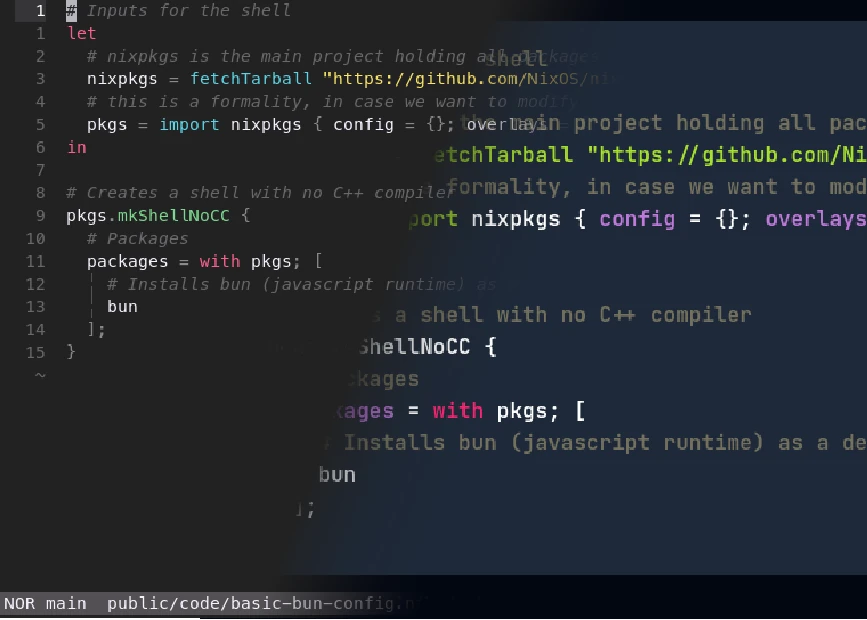 2 screenshots. On the left, the source code being edited inside of the Helix Editor. The right showing the highlighted code in the final presentation